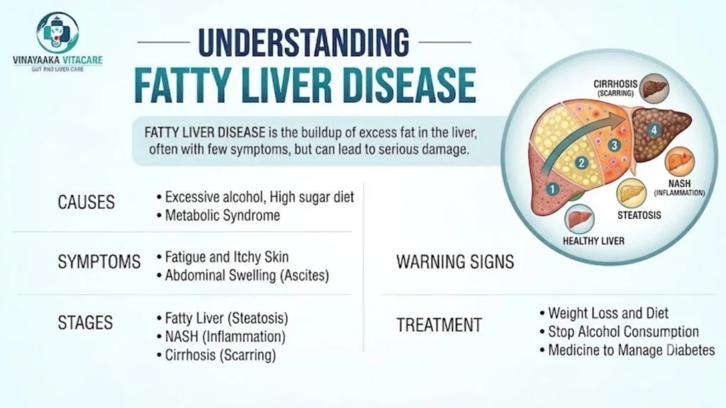 Fatty liver disease causes, symptoms, stages and treatment